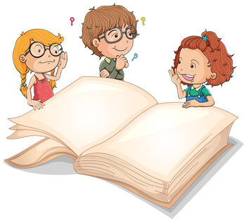 Children and giant book